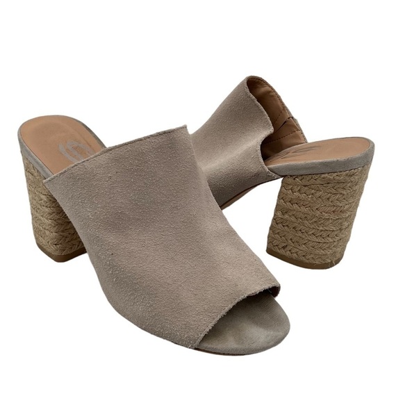 Sbicca Taupe Suede Helena Ice Jute Wrapped Block Heel Mules Size 6 Women’s - Picture 1 of 10